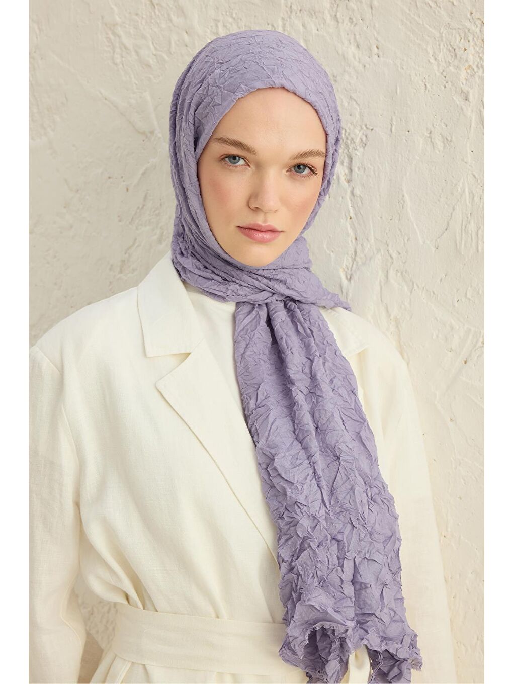 Lila Vual Kraş Şal Lavanta