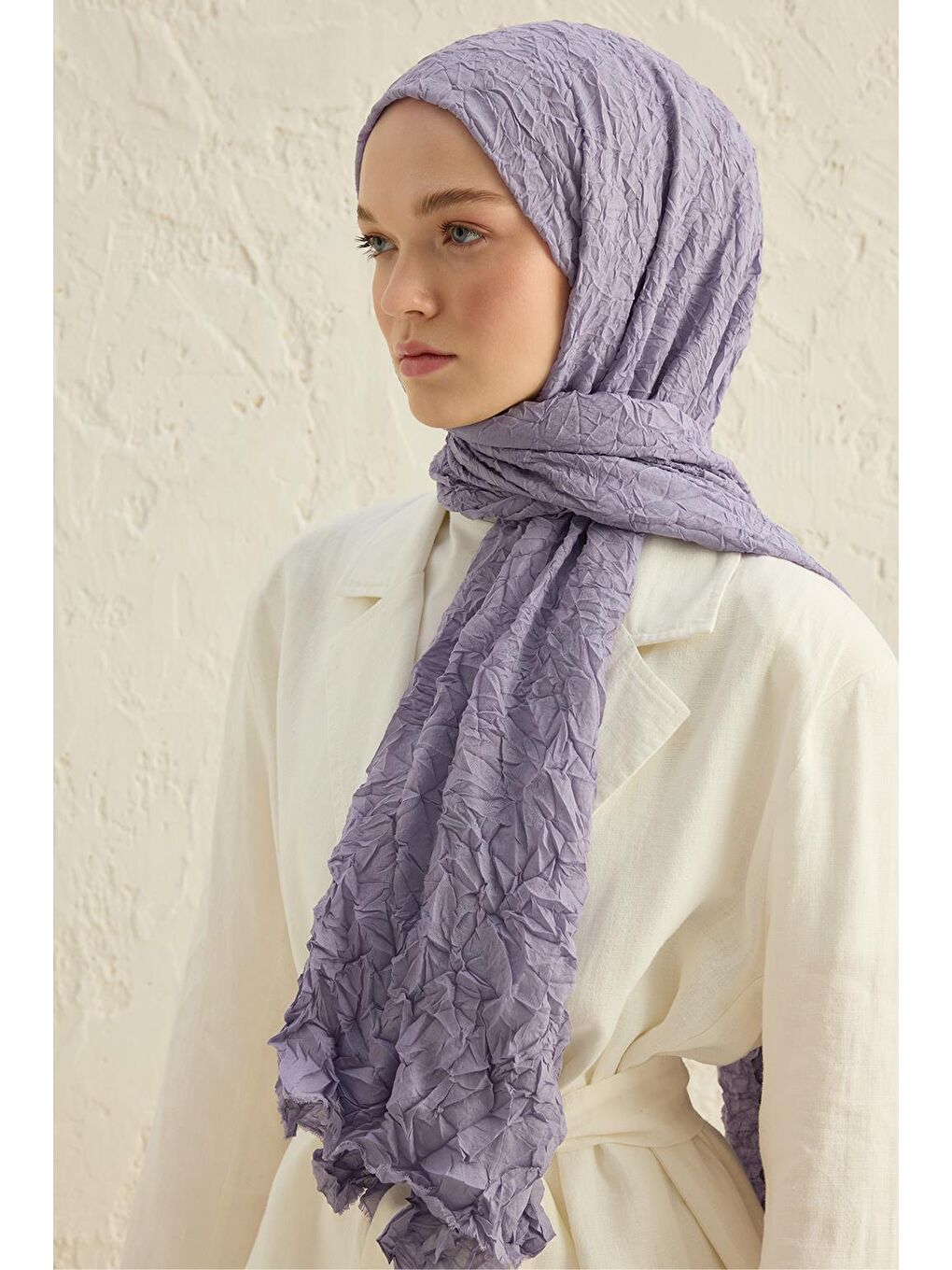Lila Vual Kraş Şal Lavanta-3