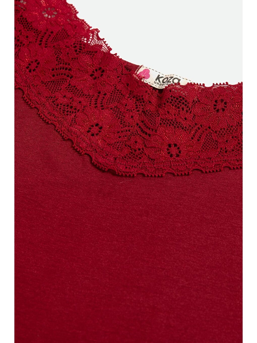 Bordo Kadın Viskon - Yumuşak Dokulu İkili Dantelli Gecelik Sabahlık Takım-3