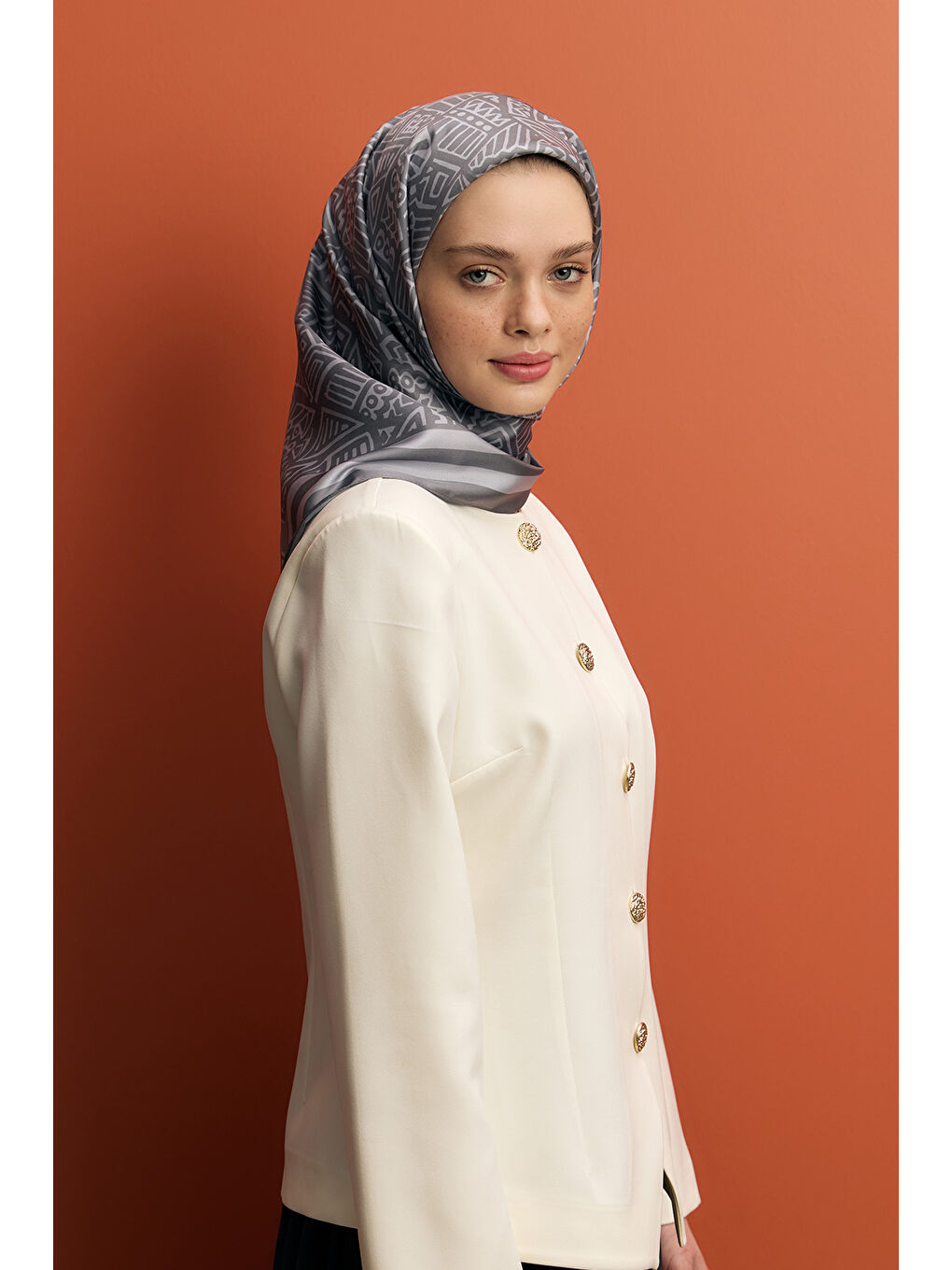 Twill İpek Eşarp Tina Gri-2