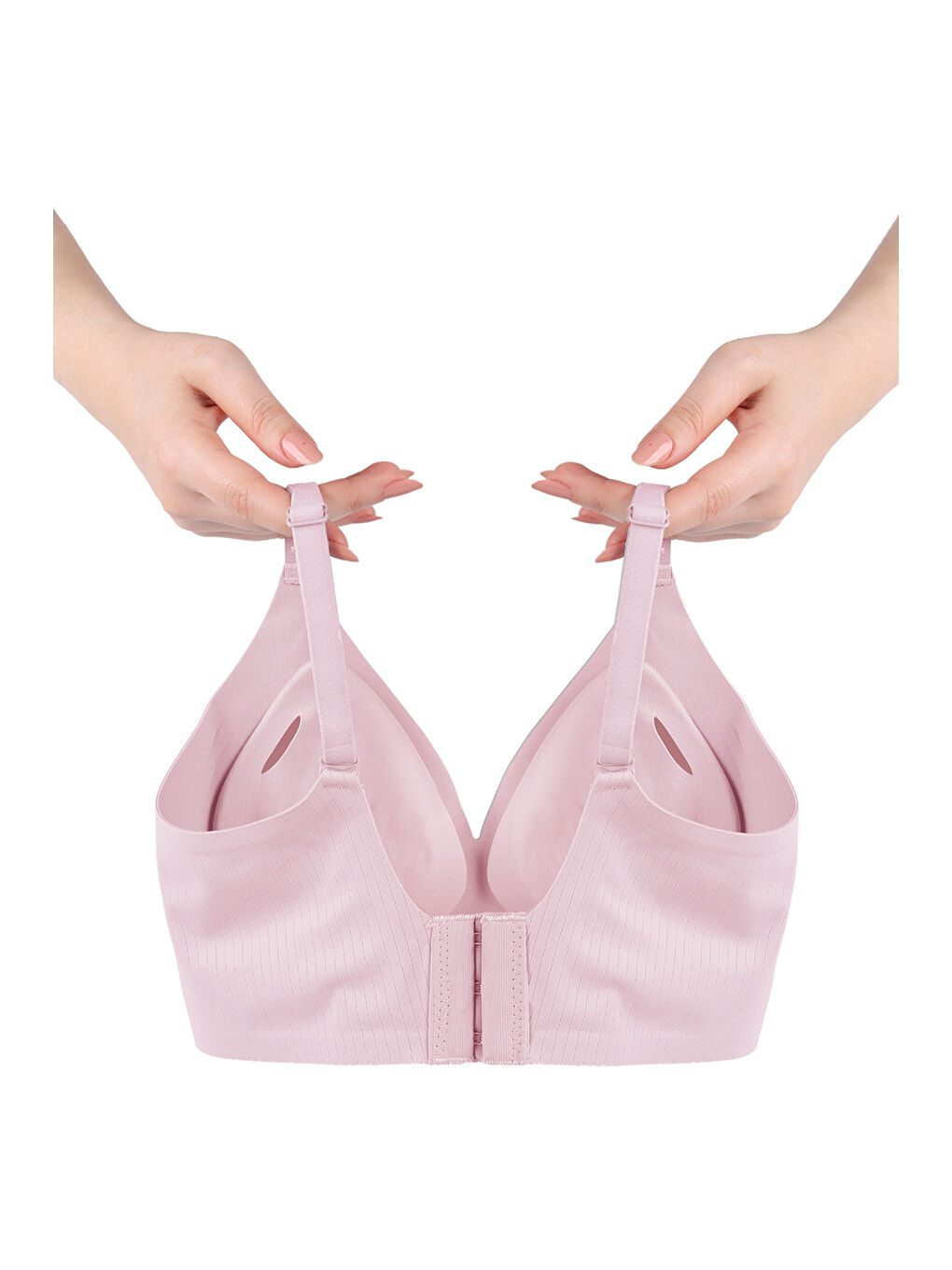 Pembe Balensiz Görünmez Fitilli Kaşkorse Çıkarılabilir Pedli Dikişsiz Sütyen-1