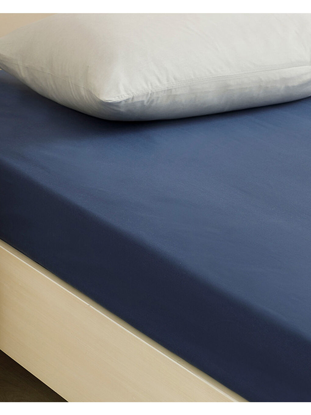 Düz Pamuklu Super King Lastikli Çarşaf Gece Mavisi