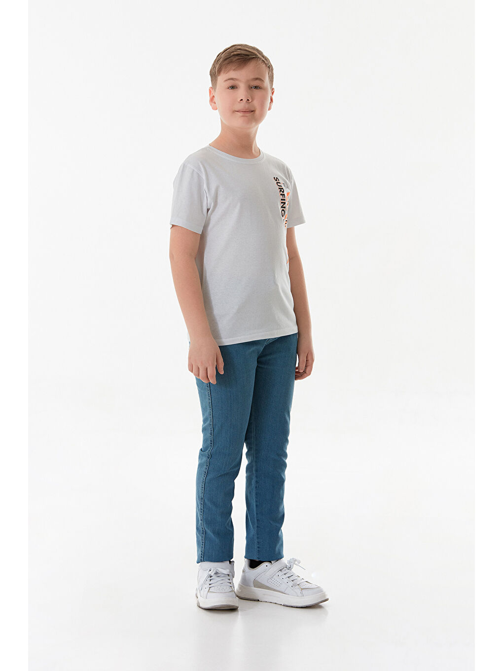 Beyaz %100 Pamuk Adventure Yazı Baskılı Erkek Çocuk Tişört-2