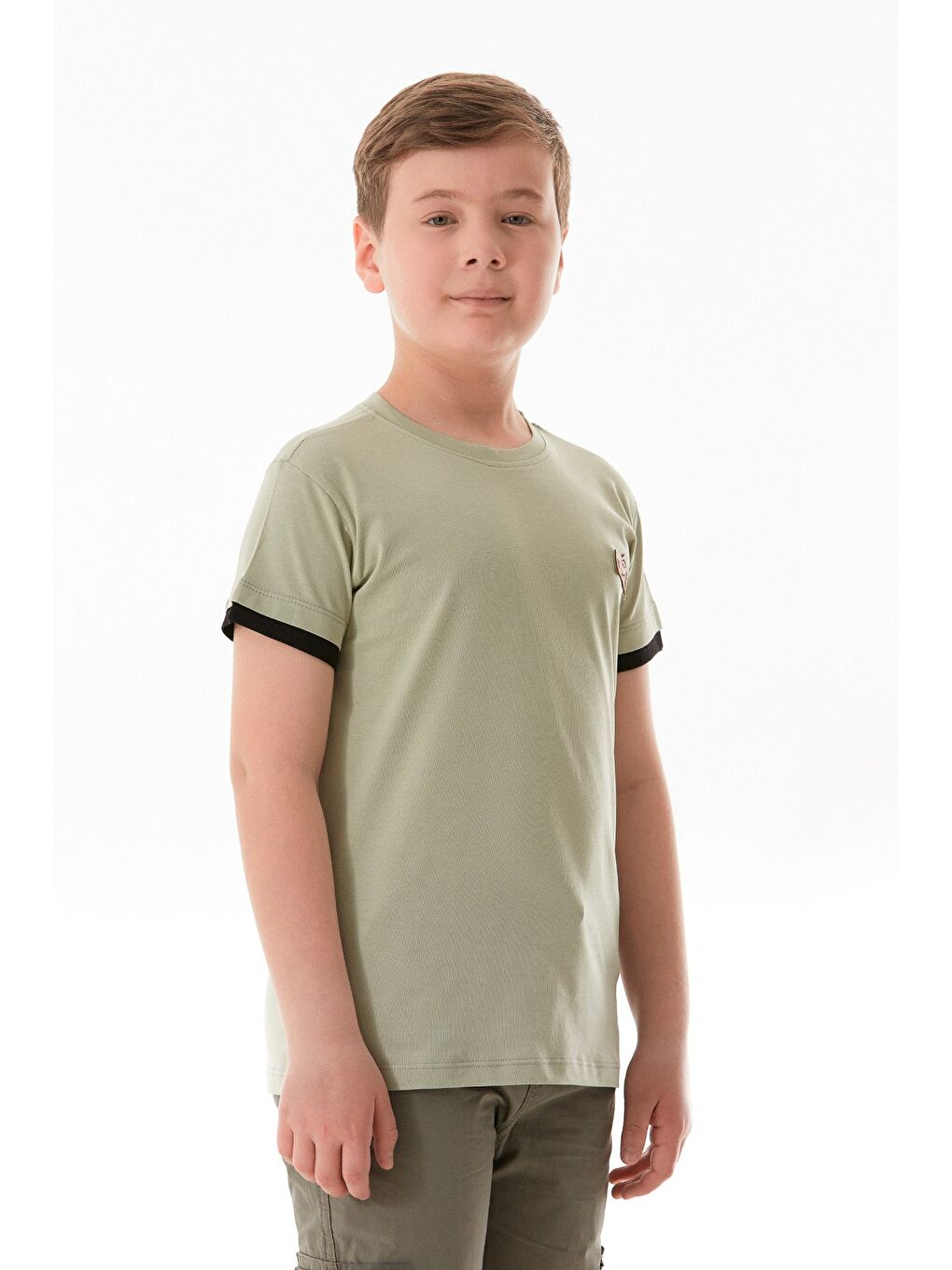 Haki %100 Pamuk Armalı Erkek Çocuk Tişört-3