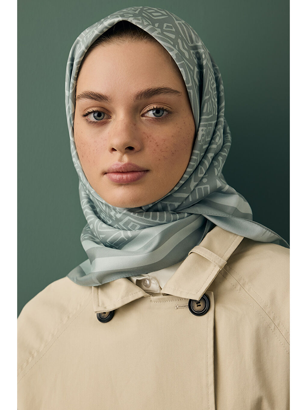 Turkuaz Twill İpek Eşarp Tina Su Yeşili-2