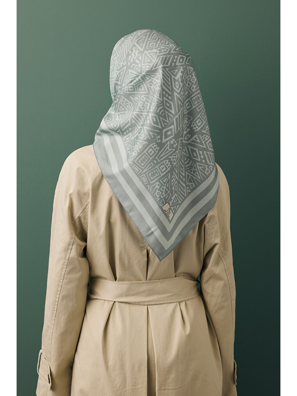 Turkuaz Twill İpek Eşarp Tina Su Yeşili-5