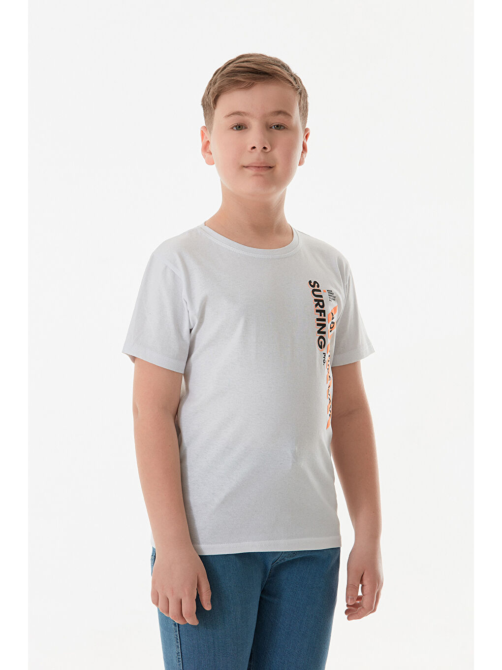 Beyaz %100 Pamuk Adventure Yazı Baskılı Erkek Çocuk Tişört-4