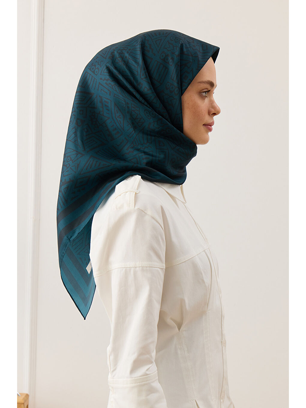 Twill İpek Eşarp Tina Petrol Yeşili-4