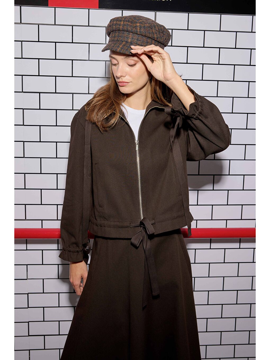 Kahverengi Bağcıklı Helen Ceket Acı Kahve