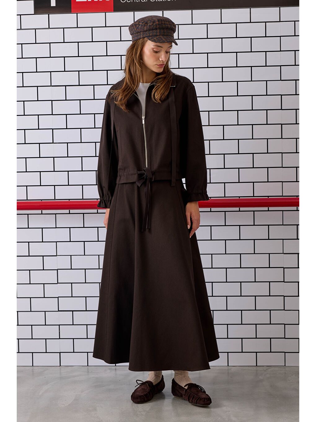 Kahverengi Bağcıklı Helen Ceket Acı Kahve-2