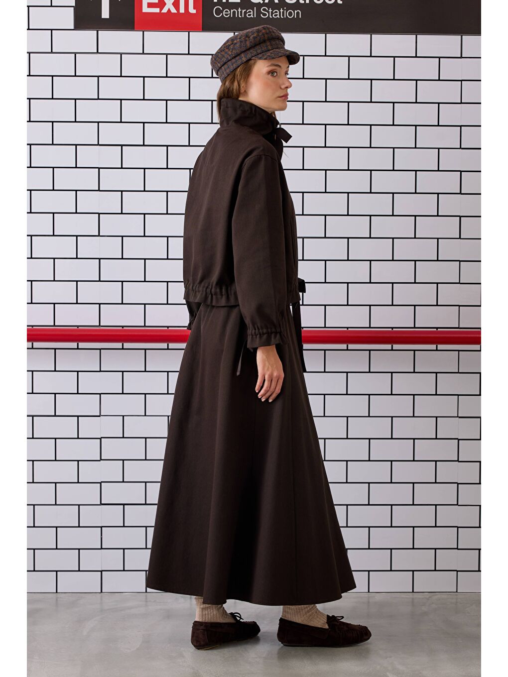 Kahverengi Bağcıklı Helen Ceket Acı Kahve-3