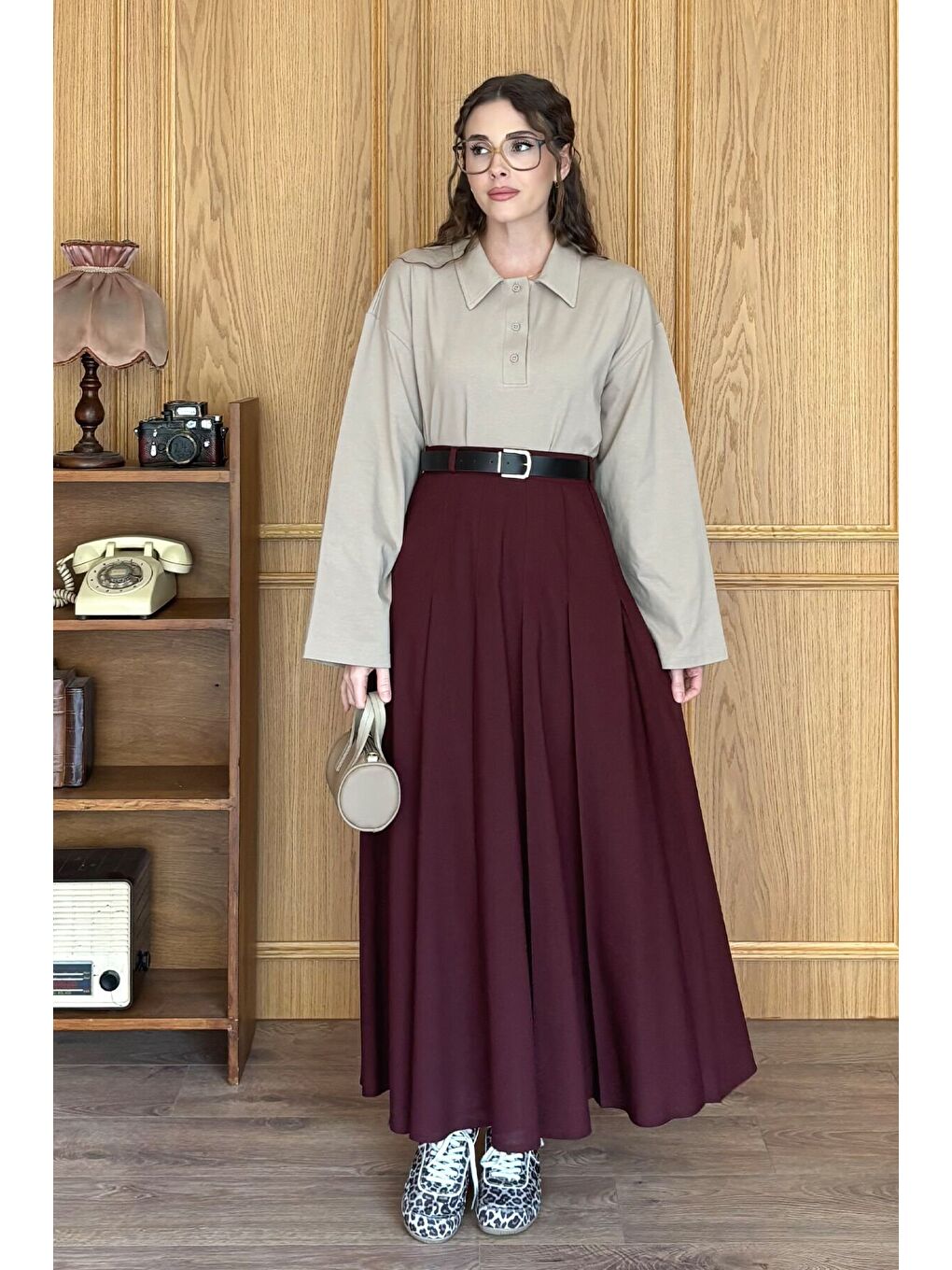 Bej Taş Süprem Yakalı Body-1