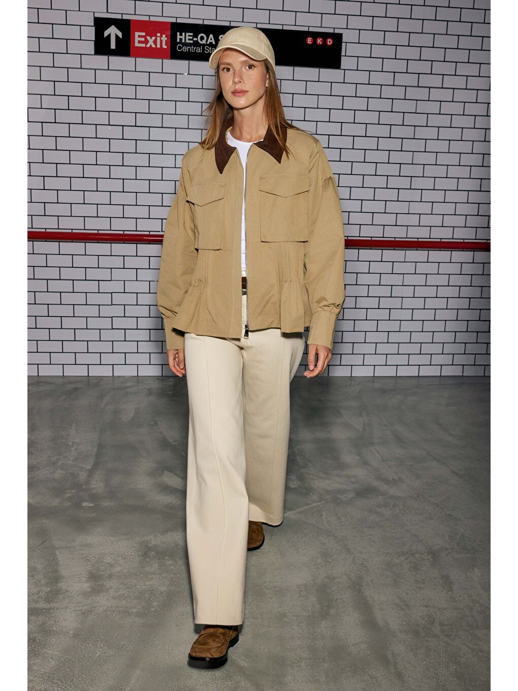 Kahverengi Nervürlü Kanvas Ceket Açık Vizon