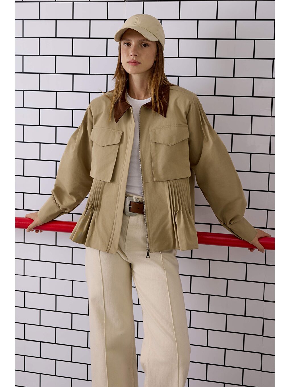 Kahverengi Nervürlü Kanvas Ceket Açık Vizon-1