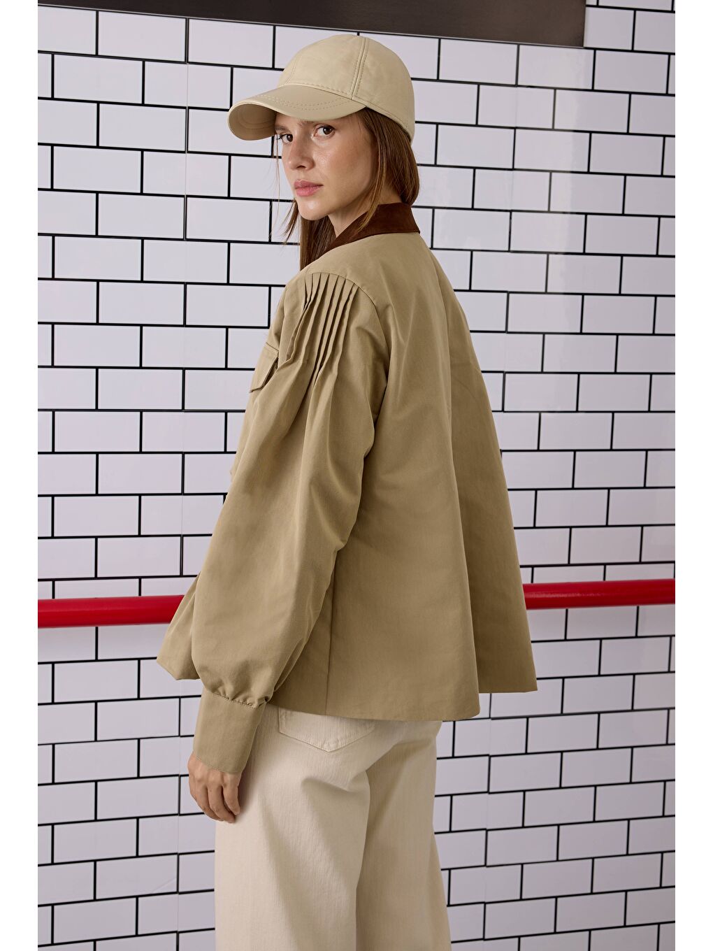 Kahverengi Nervürlü Kanvas Ceket Açık Vizon-3