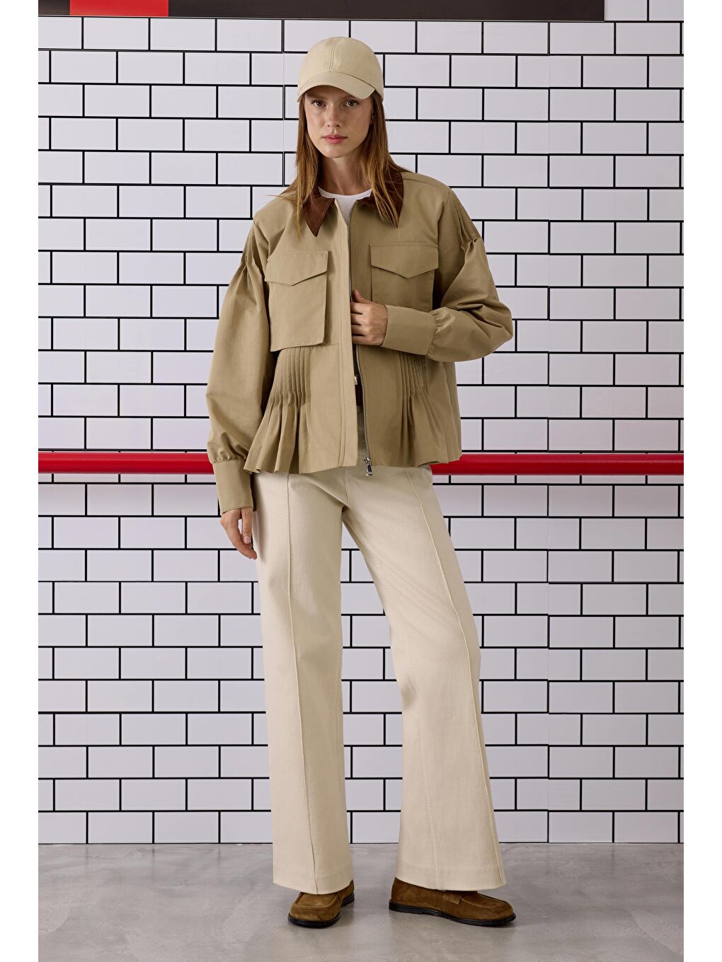 Kahverengi Nervürlü Kanvas Ceket Açık Vizon-4