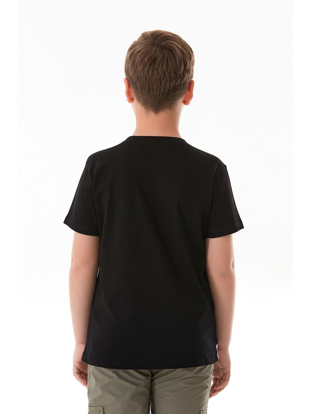Siyah %100 Pamuk X Baskılı Erkek Çocuk Tişört-3
