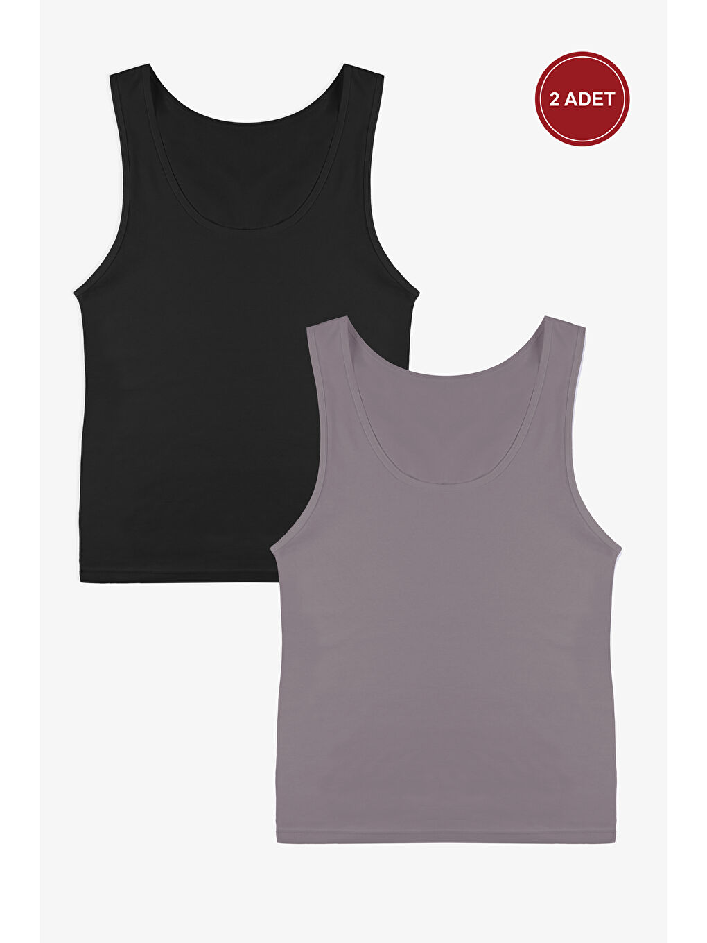 Siyah Kadın Kalın Askılı Pamuklu İkili Atlet