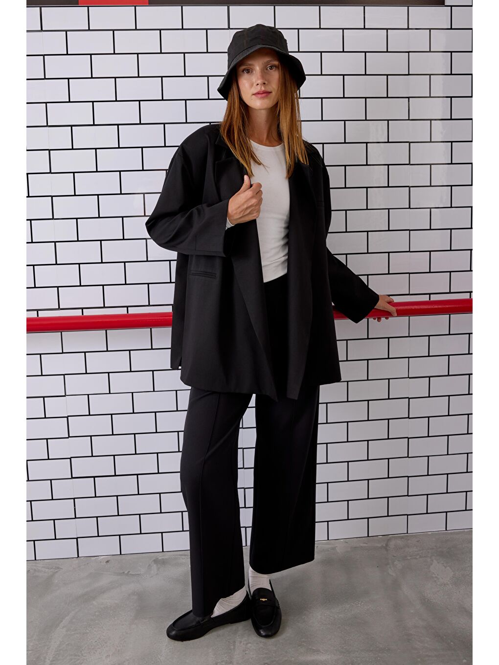 Bağcıklı Poliviskon Ceket Siyah-1