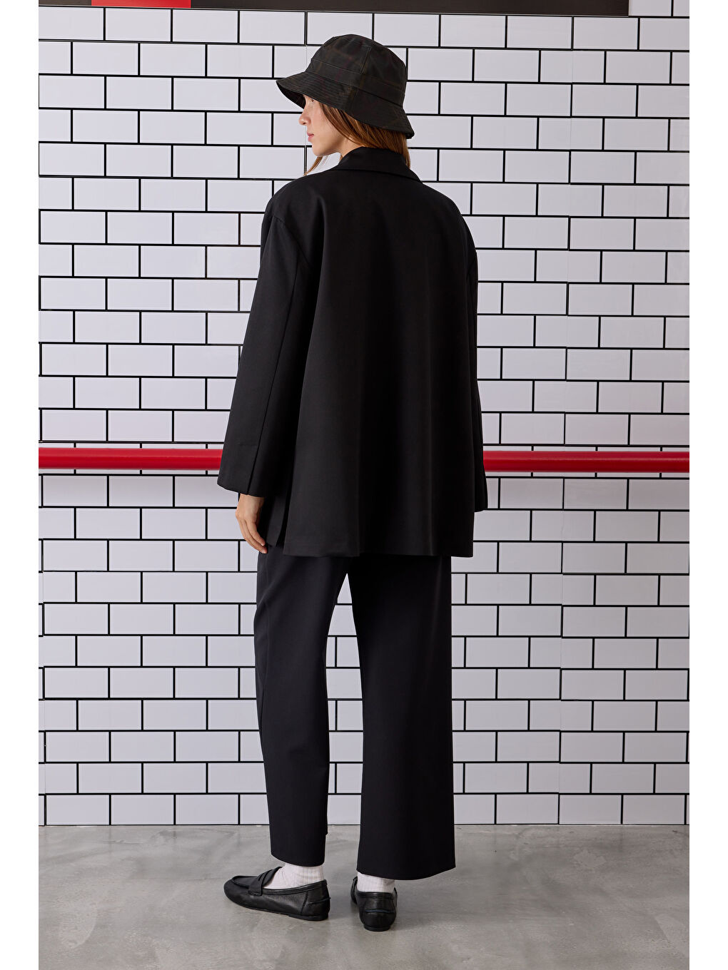 Bağcıklı Poliviskon Ceket Siyah-3