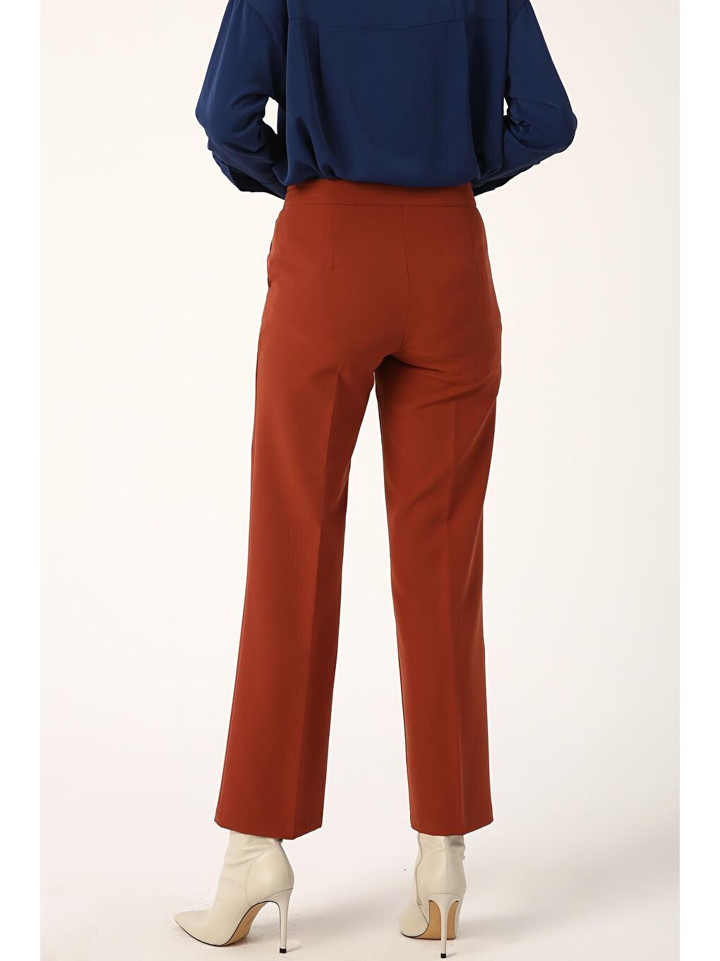 Kahverengi Kiremit Cepli Bol Paça Pantolon-3