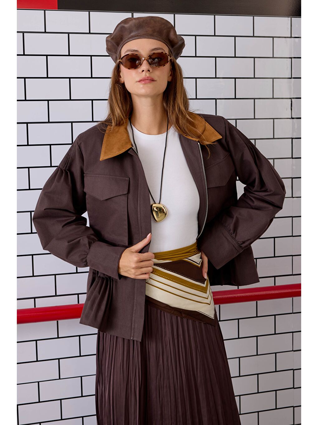 Kahverengi Nervürlü Kanvas Ceket Acı Kahve-2