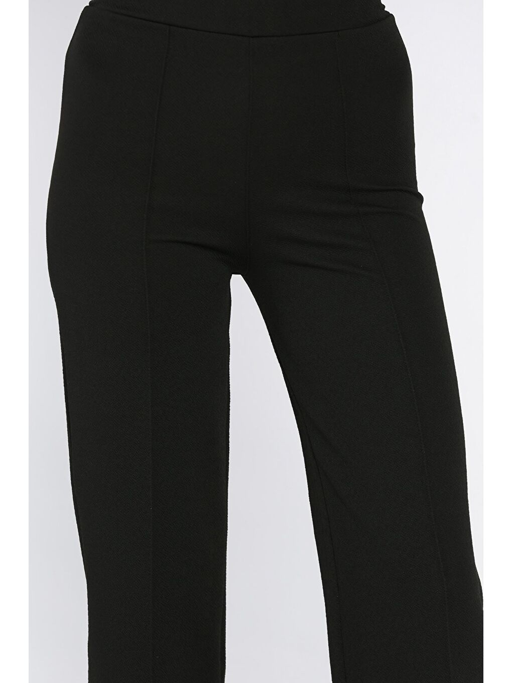 Siyah Çimalı Kadın Bol Paça Pantolon-3