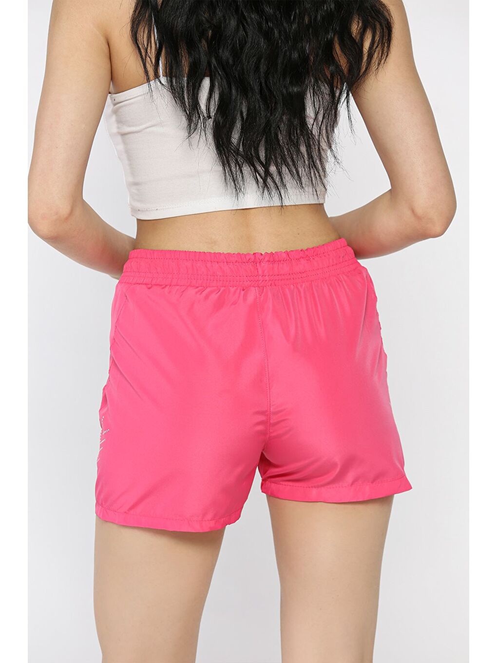 Fuşya Kadın Baskılı Cepli Deniz Şortu-2