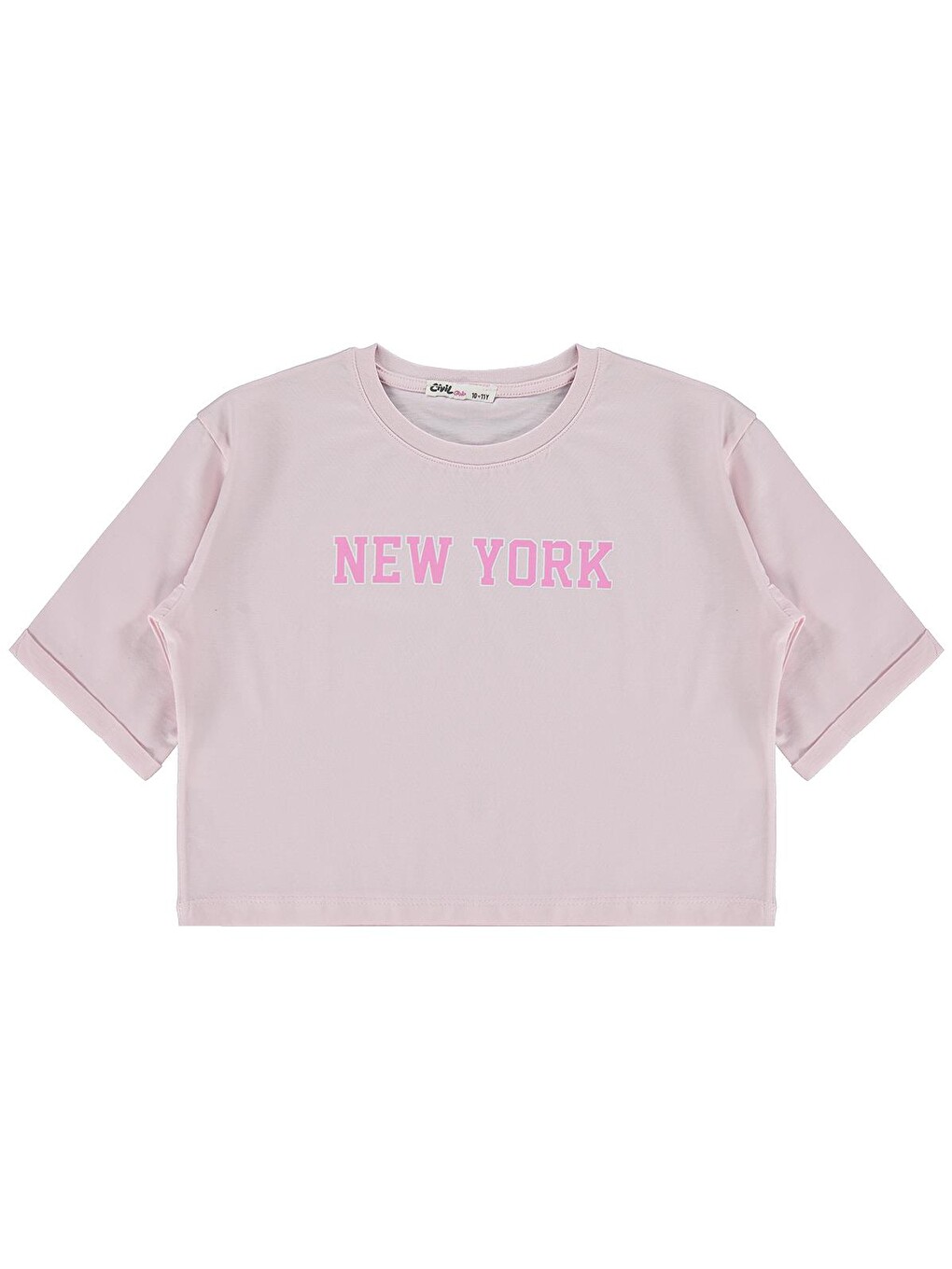 Pembe Girls New York Baskılı 10-13 Yaş Tişört - Pudra