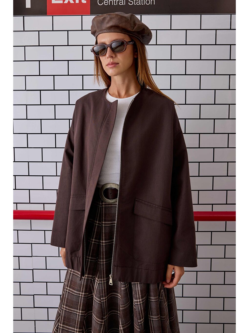 Kahverengi Kanvas Bomber Ceket Kahve-4