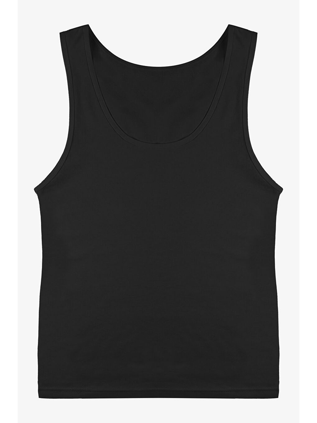 Siyah Kadın Kalın Askılı Pamuklu İkili Atlet-1