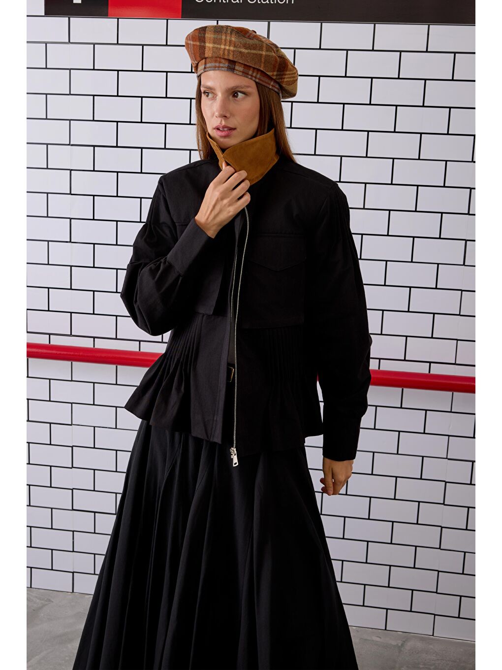 Nervürlü Kanvas Ceket Siyah-4