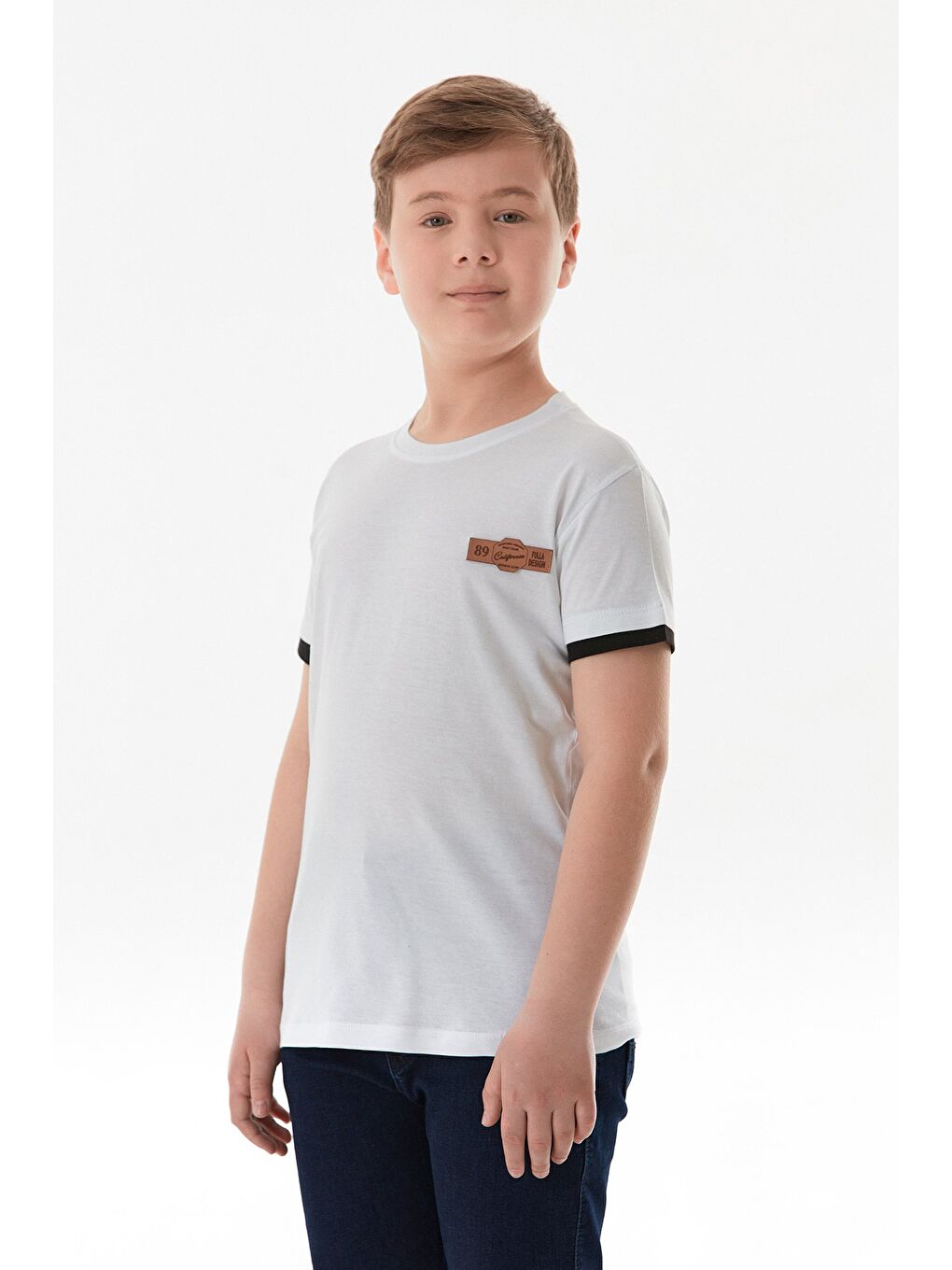 Beyaz %100 Pamuk Armalı Erkek Çocuk Tişört-4