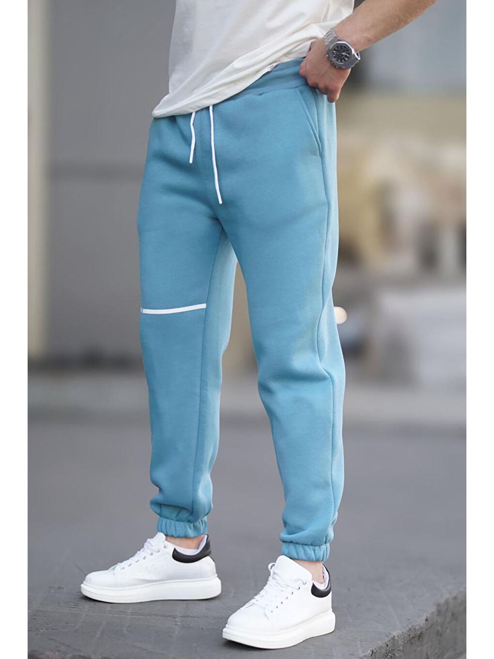 Açık Mavi Cep Detaylı Erkek Basic Eşofman Altı 6523