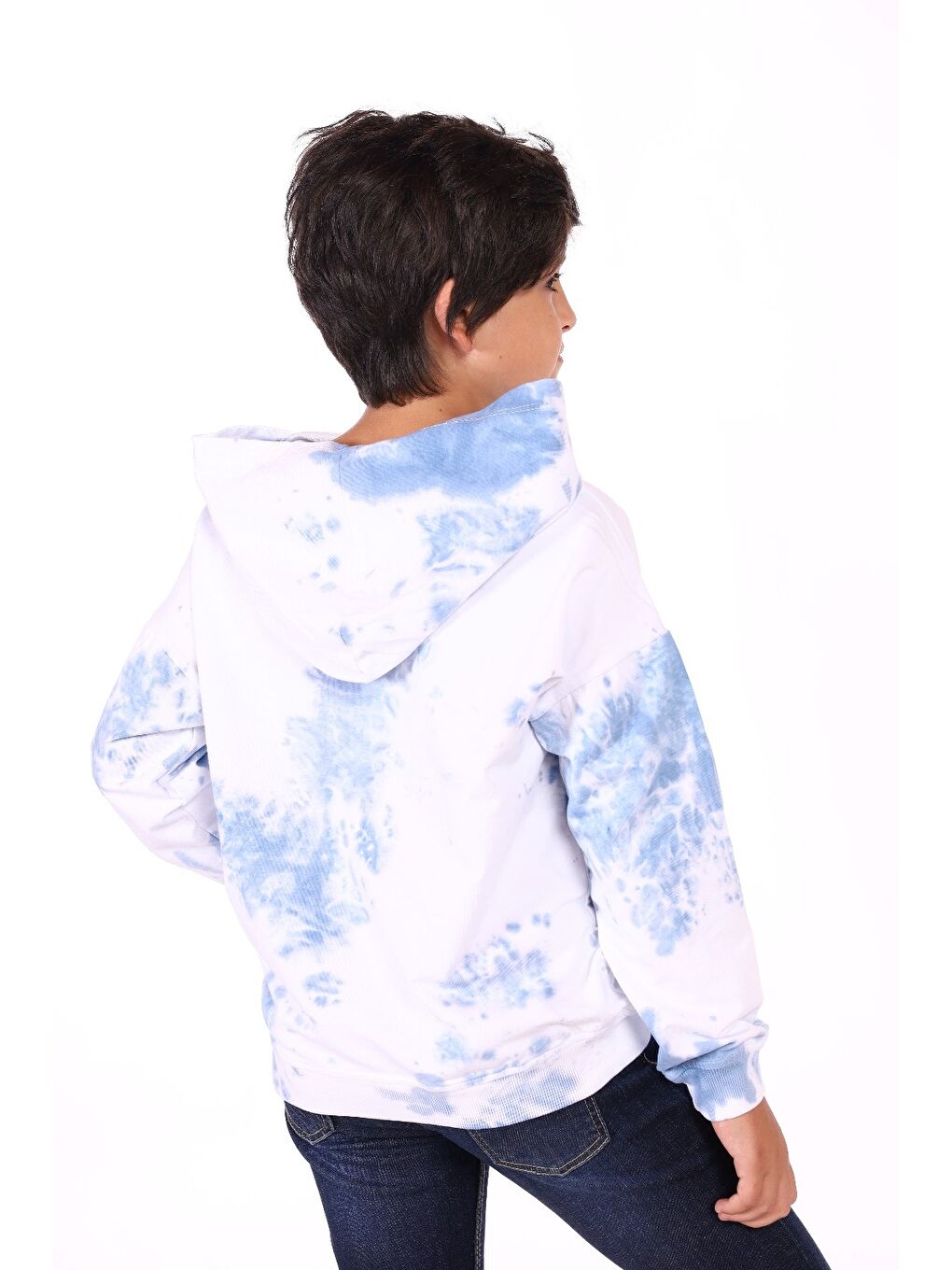 İndigo Erkek Çocuk Kapüşonlu Bastik Desenli Sweatshirt-1