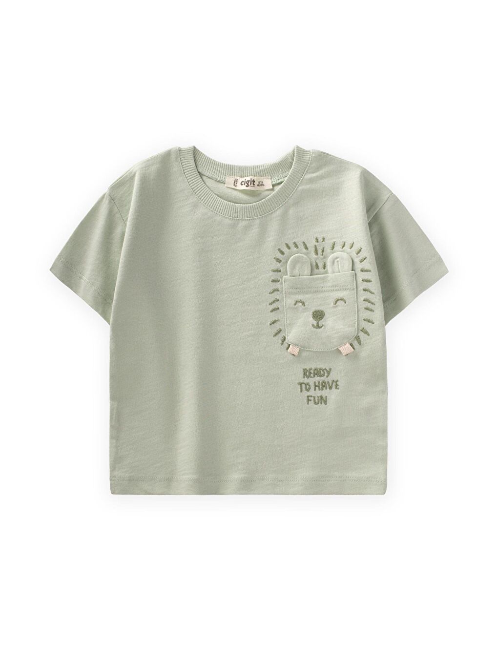 Turkuaz Erkek Çocuk Nakışlı Tişört