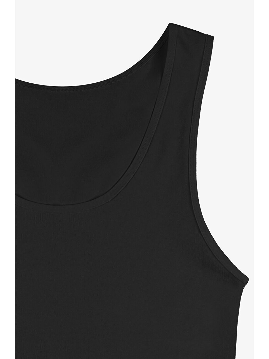 Siyah Kadın Kalın Askılı Pamuklu İkili Atlet-2