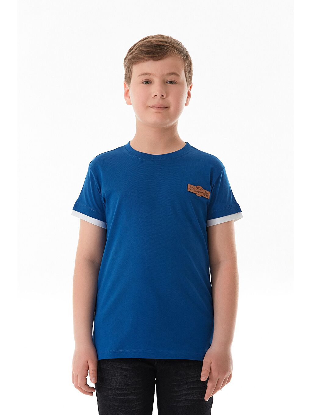 Mavi %100 Pamuk Armalı Erkek Çocuk Tişört