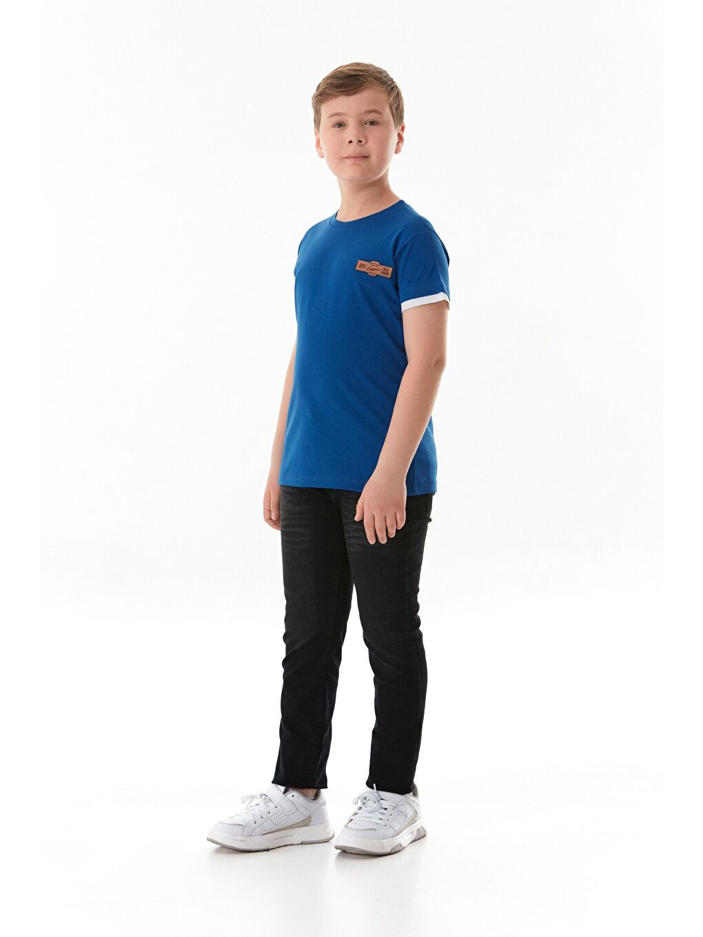 Mavi %100 Pamuk Armalı Erkek Çocuk Tişört-1