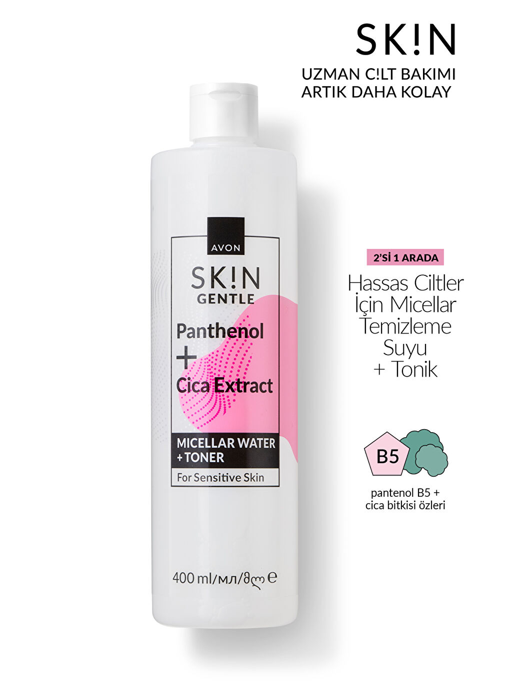 SK!N Hassas Ciltler İçin Micellar Temizleme Suyu + Tonik 400 Ml.-1