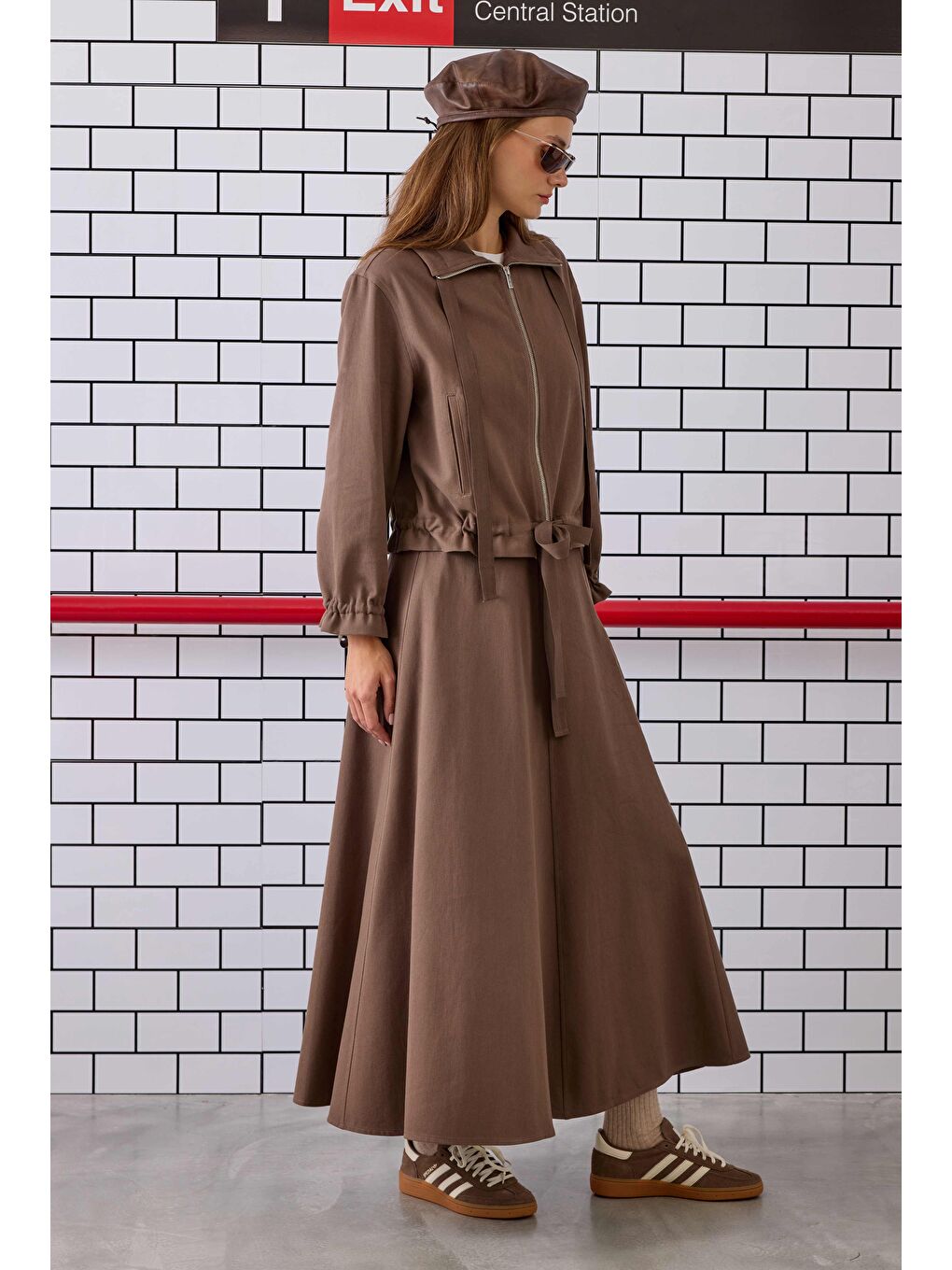 Kahverengi Bağcıklı Helen Ceket Tozlu Kahve-1