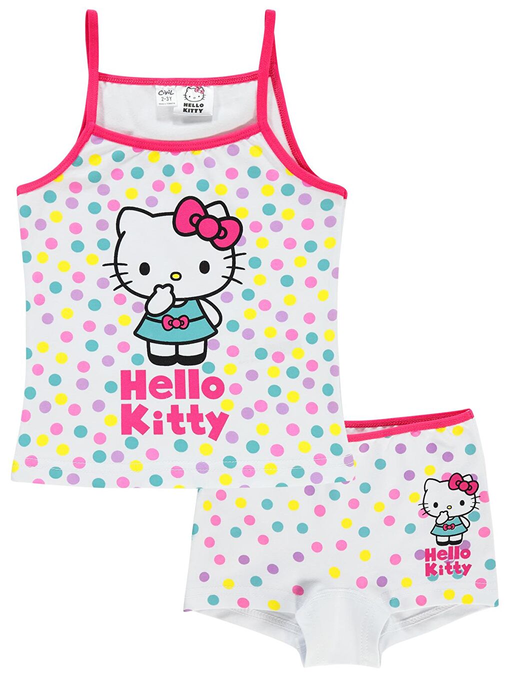 Civil Beyaz Hello Kitty Kız Çocuk İç Çamaşır Takımı 2-10 Yaş Beyaz