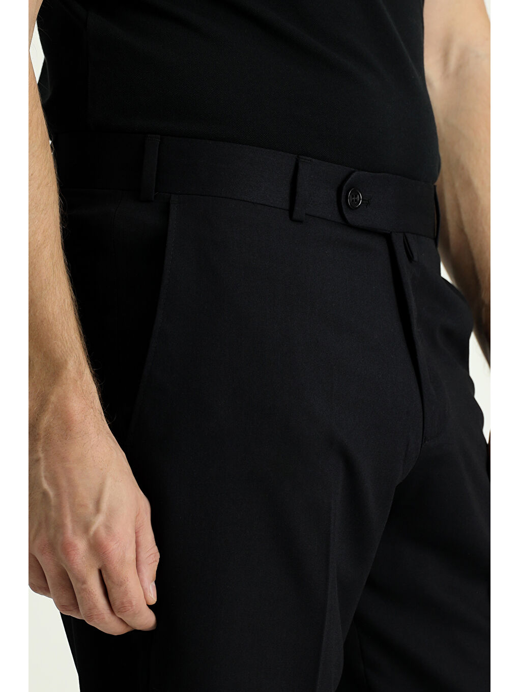 Siyah Super Slim Fit Ekstra Dar Kesim Elastanlı Klasik Kumaş Pantolon-4