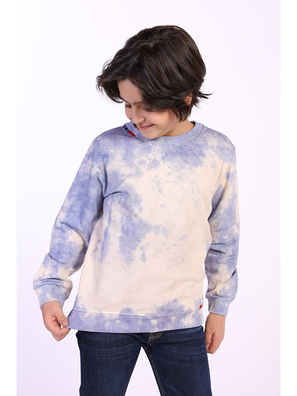 Lila Erkek Çocuk Batik Desenli Sweatshirt