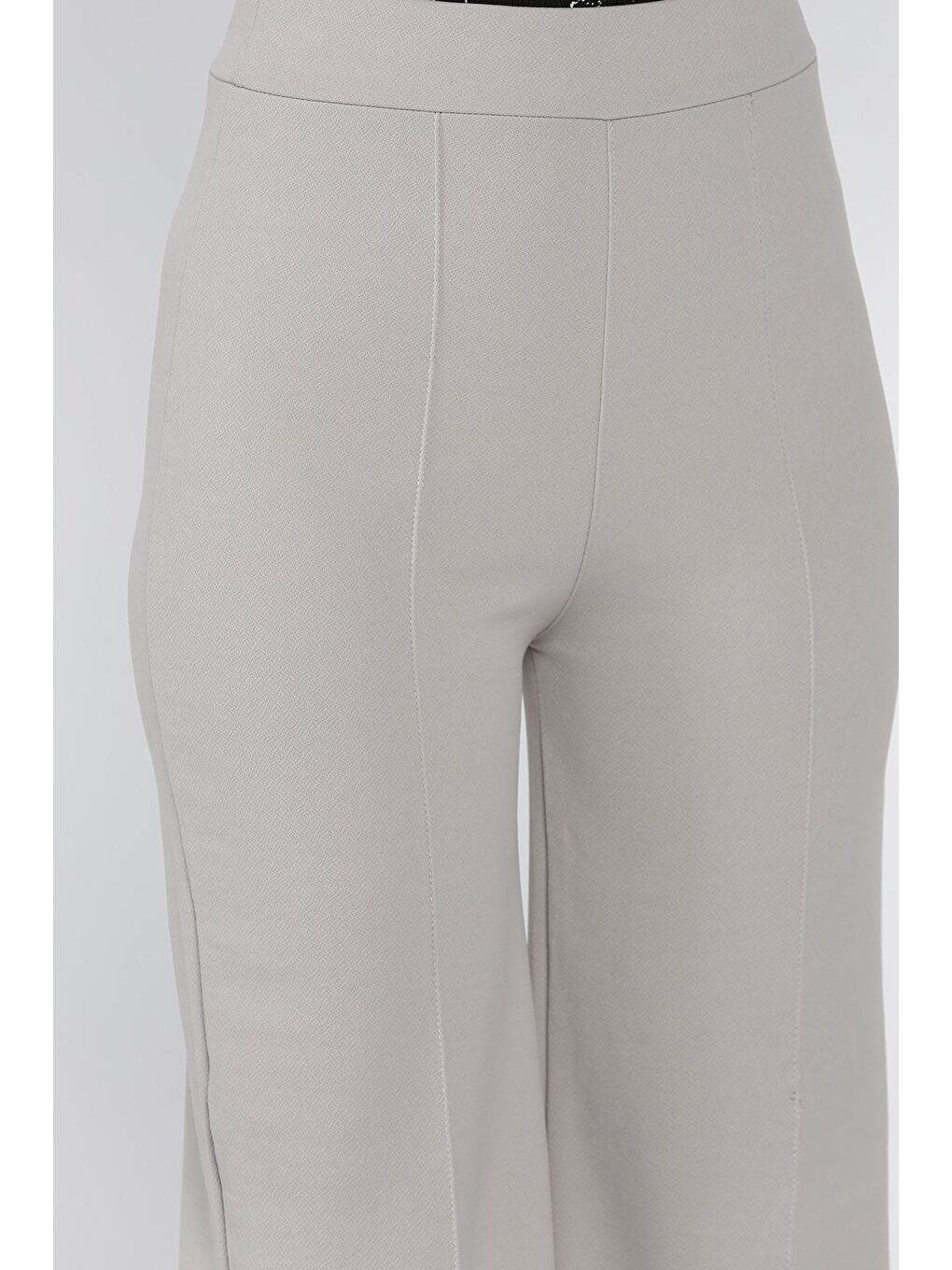 Gri Çimalı Kadın Bol Paça Pantolon-3