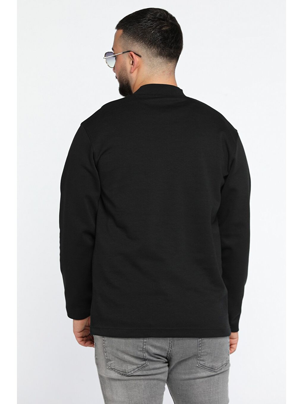 Mishar İtalia Siyah Yazı Baskılı Cepli Double Face Erkek Sweatshirt - 2