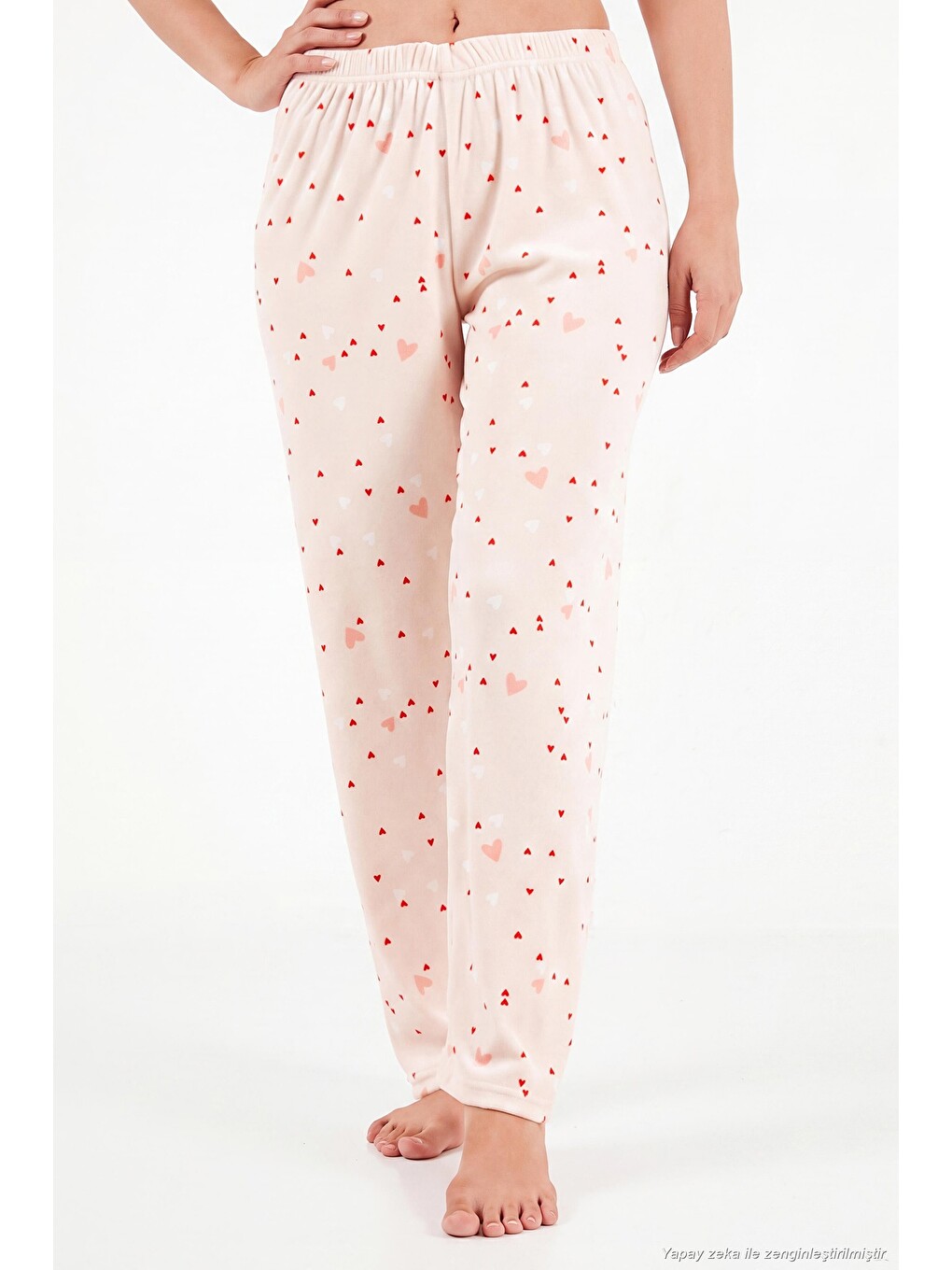 Pembe Desenli Yumuşak Dokulu Uzun Kollu Kadın Pijama Takımı 65750155-4