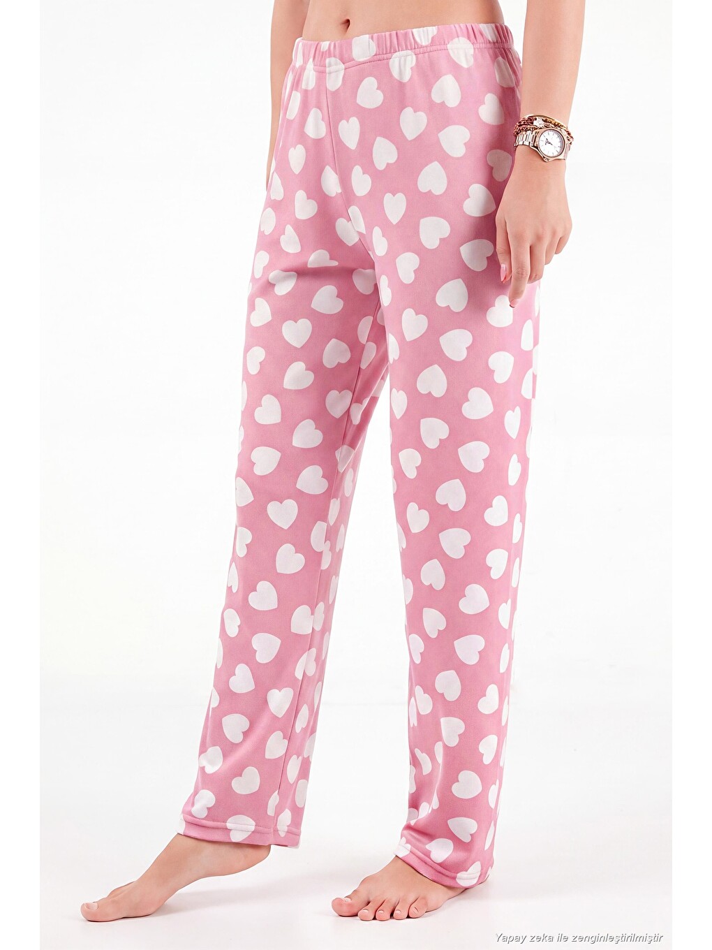 Pembe Desenli Yumuşak Dokulu Uzun Kollu Kadın Pijama Takımı 65750155-5