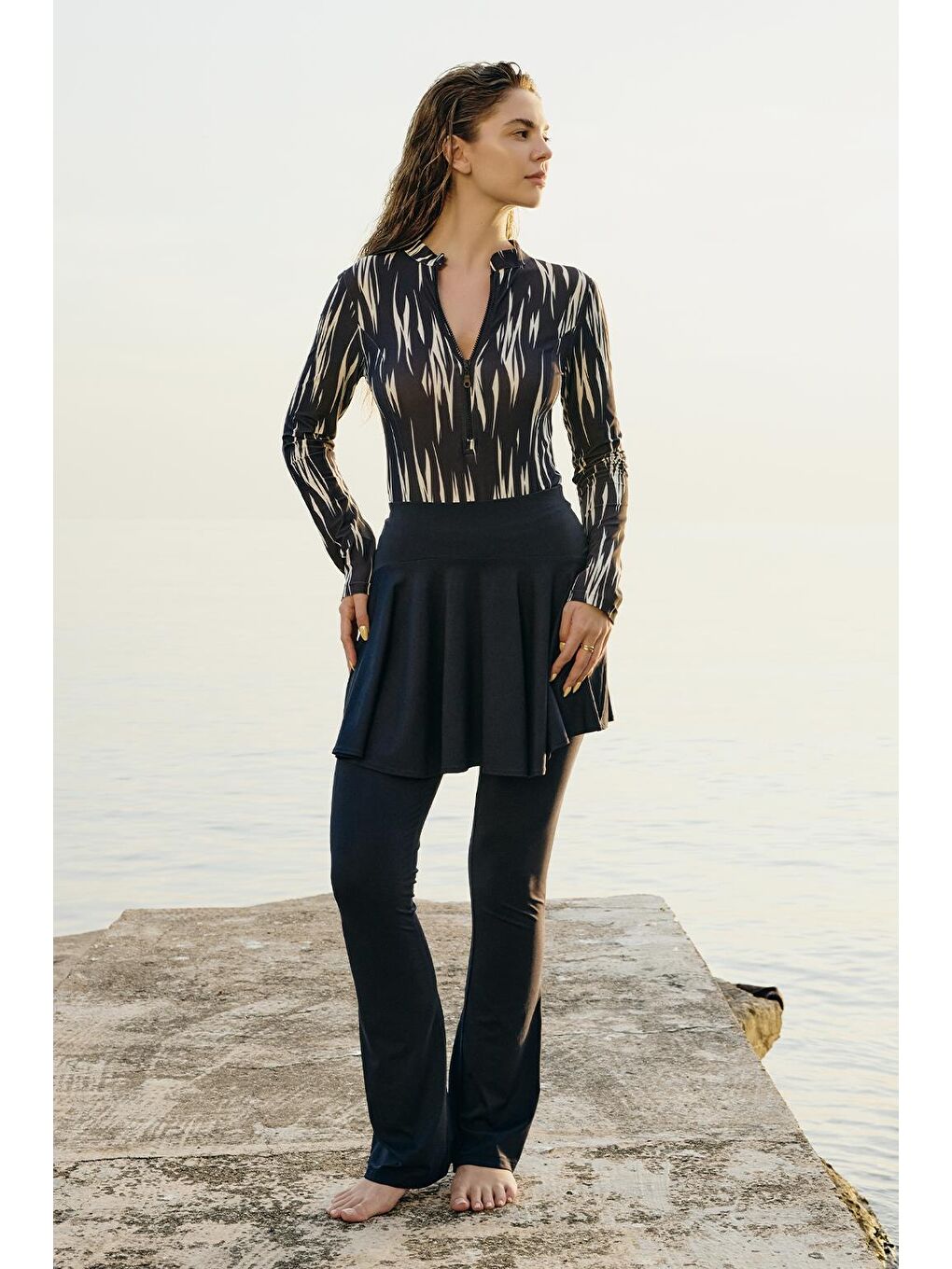 Tesettür Mayo Tenisçi Etek Siyah