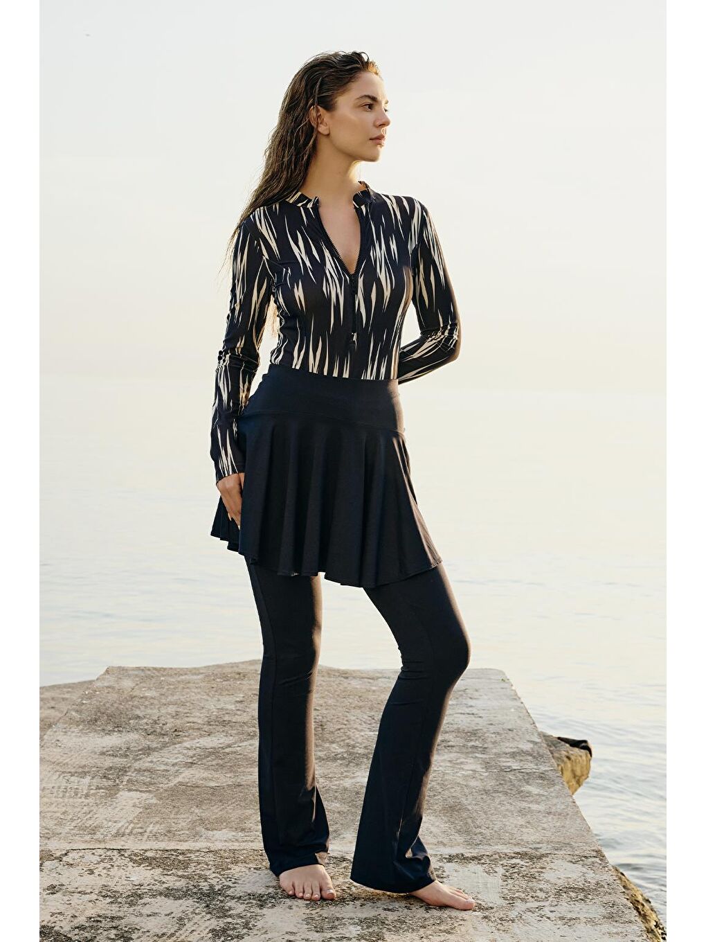 Tesettür Mayo Tenisçi Etek Siyah-2